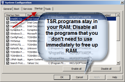 Free Up RAM with msconfig Free Up RAM with msconfig