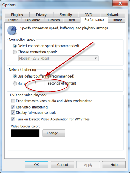 video buffering problems in media player